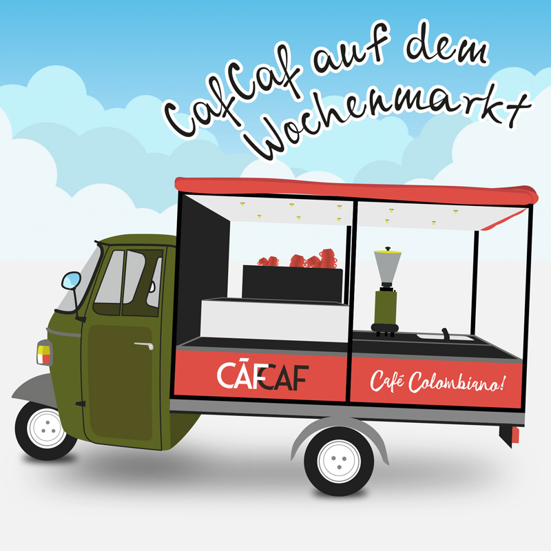 CafCaf Kaffeemobil auf dem Wochenmarkt Berlin